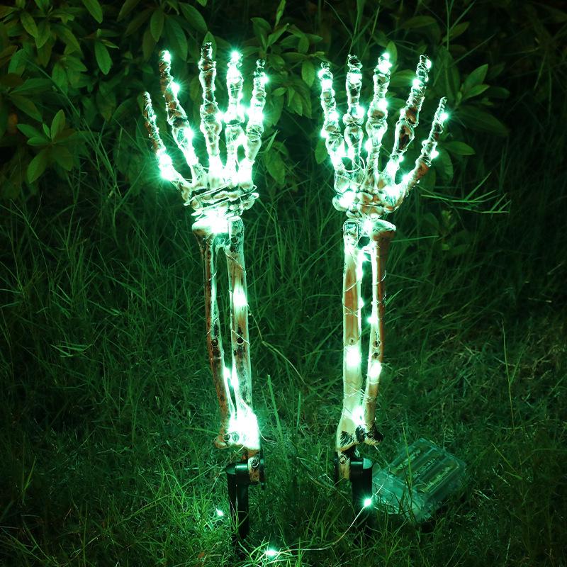 Skeleton Ground Stakes: Halloween Decoration with Skull and Ghost Hand Props
