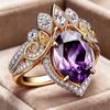 European and American Style Rings, Fashionable and Vintage, Featuring Purple Cubic Zirconia, New and Elegant Designs