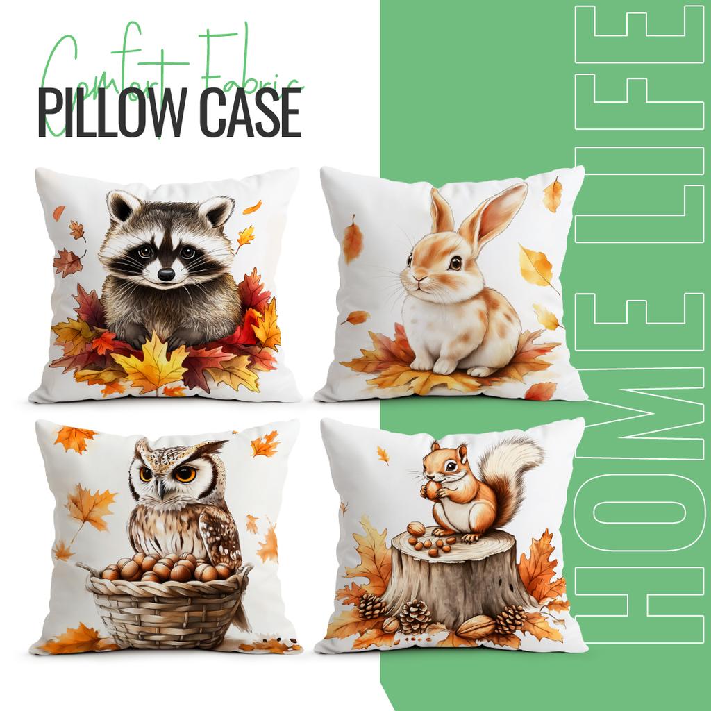 Autumn Small Animals Pillowcase Printed Polyester 45x45cm Throw Pillowcover Decorative Sofa Cushion Pillowslip Home Decor