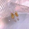 Flying Butterfly Picture Scroll Natural Baroque Rice Pearl Stud Earrings Women's French Gentle Earrings Paired Retro Earrings