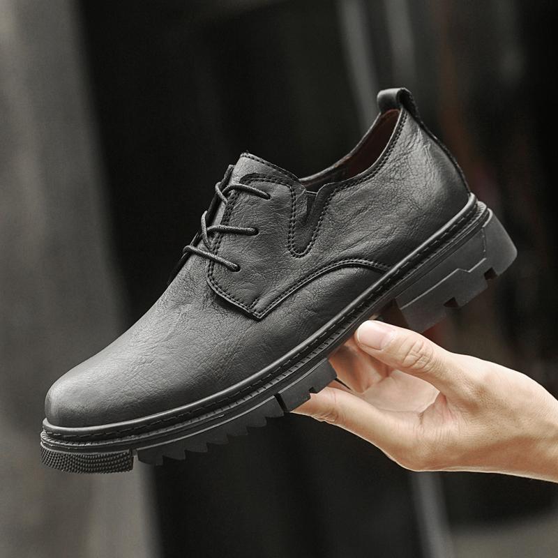 

Модный Роскошный Бренд Шнуровка Уличная Мужская Обувь 2025 Новая Мужская Повседневная Обувь Кожаная Мужская Деловая Обувь Оксфорды Толстая Подошва Мужская Обувь 47 чёрный