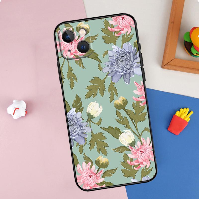 Chrysanthemum Phone Case For iPhone 16 Pro Max 11 12 13 14 15 Pro Max Mini XR 16e 15 16 Plus Cover Shell
