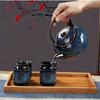 7pcs Kiln Changing Blue Lifting Beam Pot Set Tea Set With 1 Teapot And 6 Teacups Unique Chinese Tea Set For Home Entertainment And Gifts