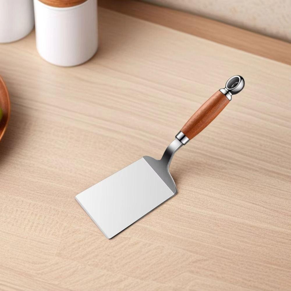 Stainless Steel Pancake Turner Wood Handle Fish Spatula Heavy Duty Steak Spatula Frying Pancakes