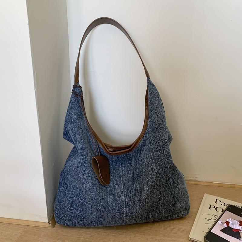 2025 New Lazy Style Denim Bag Women's Bag Large Capacity Underarm Shoulder Bag Premium Commuter Tote Bag