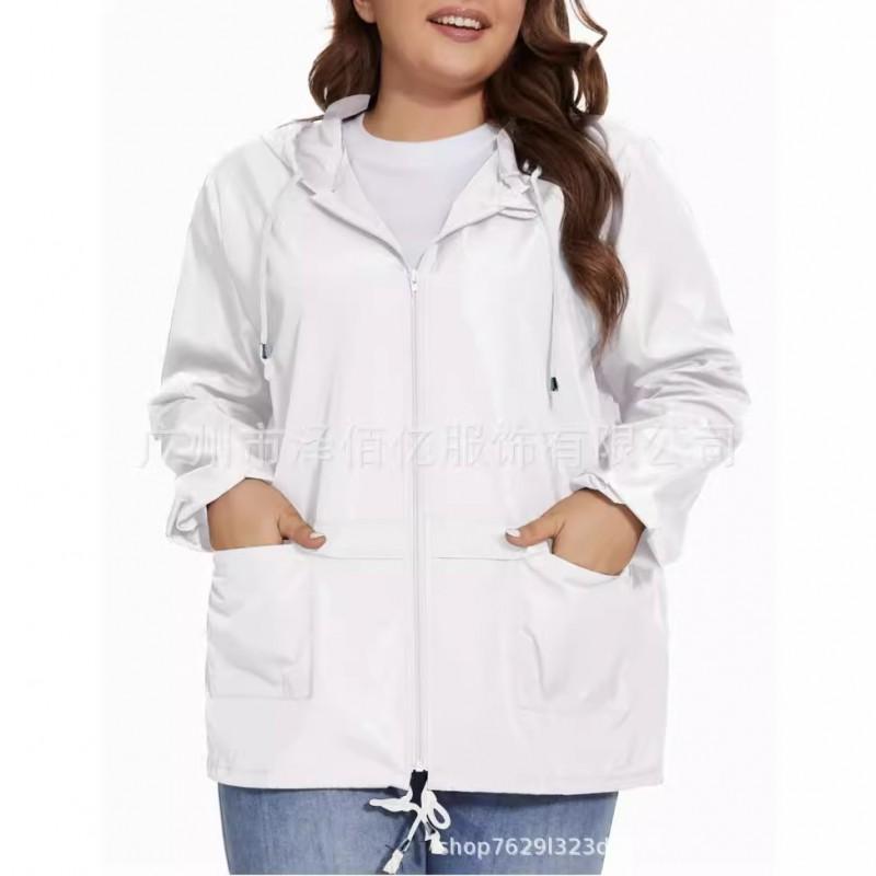 Womens Lightweight Hooded Zip-Up Jacket Hiking Outdoor Rain Protection Sport Casual Wear