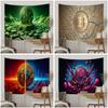 Moeda Virtual Bitcoin Tapeçaria Colorida Pendurada na Parede Flor Hippie Tapetes de Parede Decoração de Dormitório Arte de Parede Decoração