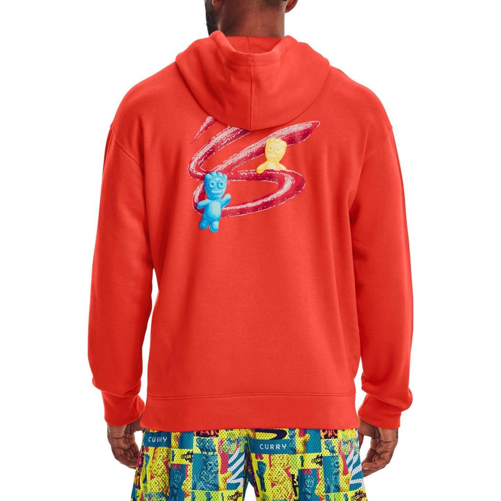 Under Armour FW22 Cartoon Pattern Printed Pullover Hoodie Men Hoodies Red 1374314-860