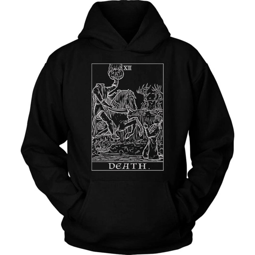 Death Tarot Card Hoodie Headless Horseman Gothic Halloween Horror Sweatshirt