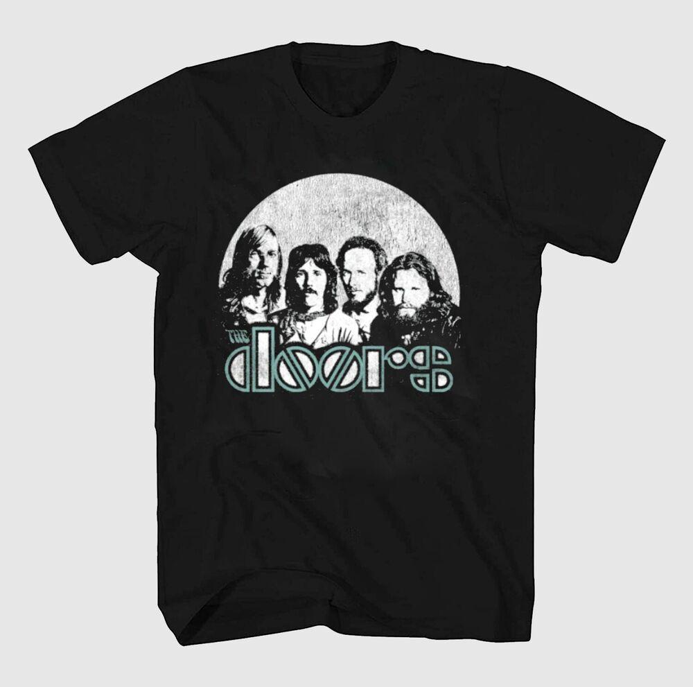 Футболка унисекс из черного хлопка с логотипом группы The Doors. Подарок для фаната. Все размеры. Унисекс футболка. XXXL