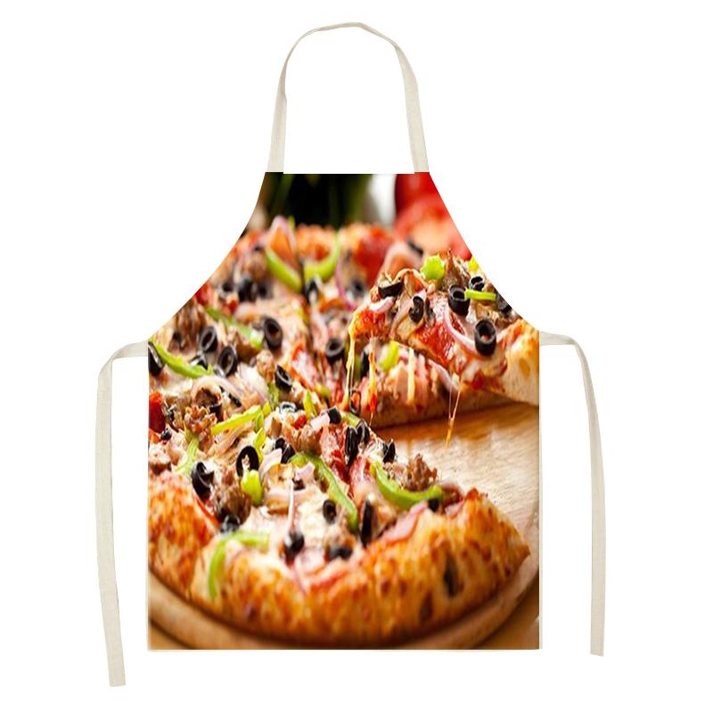 Restaurant Kitchen Cooking Baking Apron Pizza Burger Printed Kitchen Apron Women's Linen Home Cleaning Apron 47X38CM 68X55CM