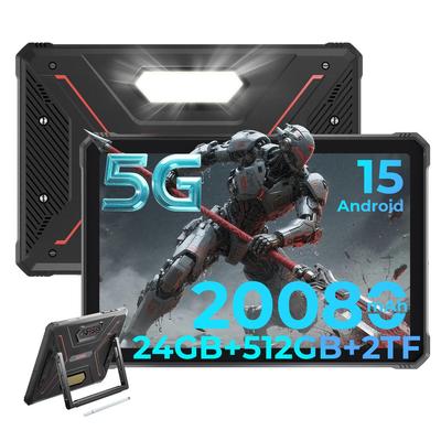 HOTWAV R9 Ultra 5G Robustes Tablet, Android 15, 20080mAh Akku, 24(8+16GB )+ 512 GB, 64 MP Kamera, IP68/IP69K, Campinglicht, Dual-SIM-Karten, Face ID, OTG