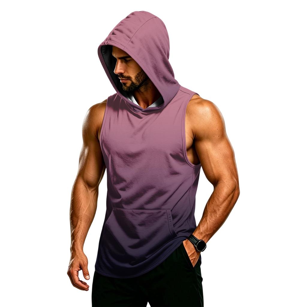 Men's Sleeveless Hoodie Muscle Fit Gym Tank Top Breathable Quick Dry Workout Vest for Training and Fitness