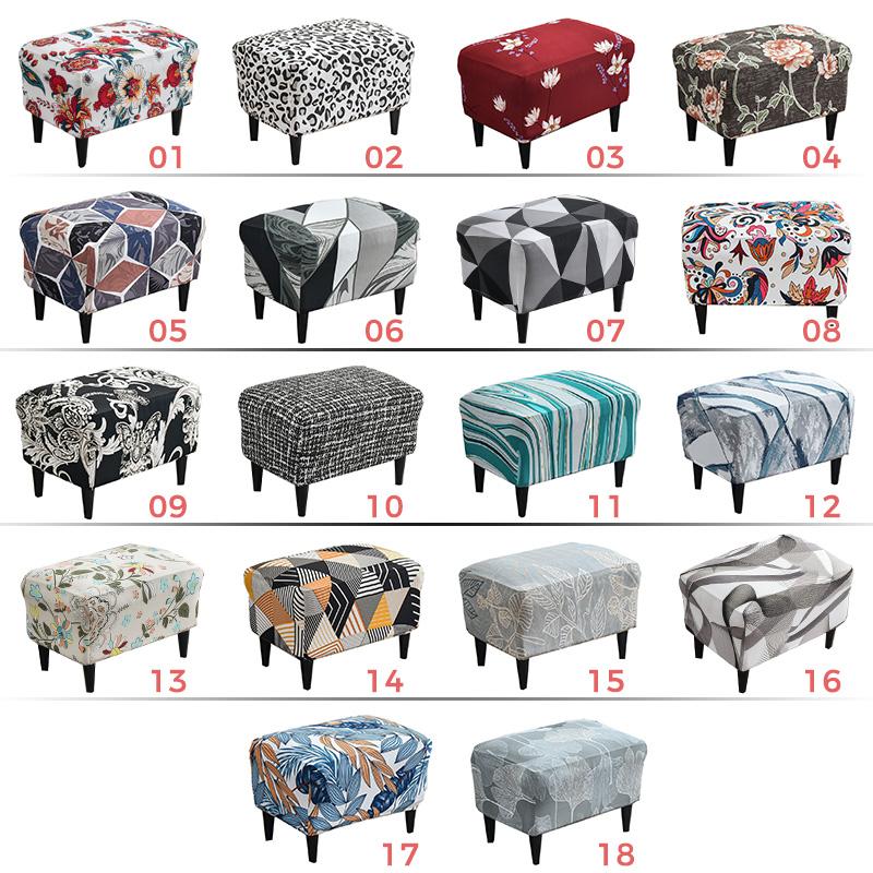 Nordic Style Ottoman Covers Spandex Rectangle Stool Cover All-inclusive Footstool Covers Furniture Protector Sofa Footrest Cover