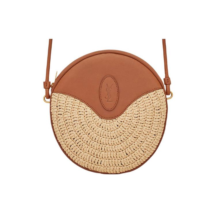 

Новая сумка кроссбоди SAINT LAURENT из рафии с кожей, женская сумка через плечо, натуральный и коричневый 685883-GAAAI-7064 17.0*3.0*17.0CM