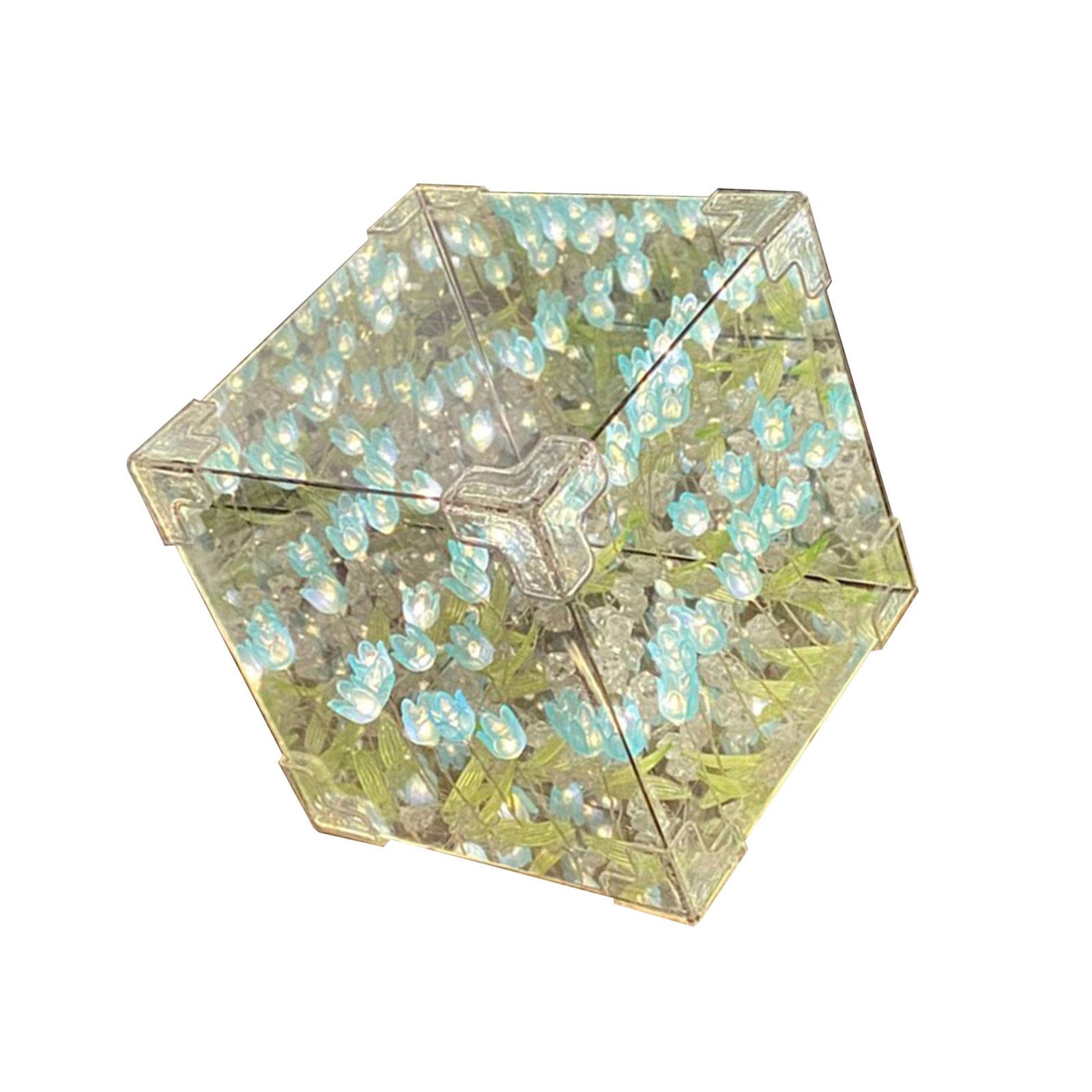 

Handcrafts Tulips Night Light Set DIY Home Decoration Kits Handmade Flower Cube Lamp Desktop Ornament Table Night Lamp B