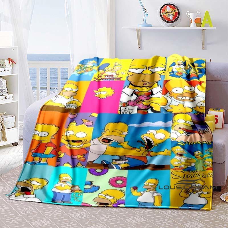 Kawaii Donut Pattern Blanket, The Simpsons Travel Flannel Blanket, Warm Blanket for Sofa Beds, Holiday Gift.
