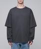 Musinsa Standard Oversized Crew Neck Layered Sleeve T-Shirt [Dark Gray]
