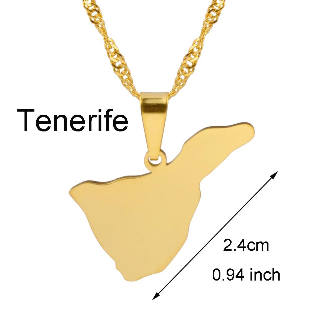 Spanien Kanarische Inseln Teneriffa/Gran Canaria/Fuerteventura/La Palma/Lanzarote Kartenanhänger Halsketten Damen Mädchen Schmuck #120121