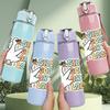 1PC Sisters Soul Mate Hand Letter Print 750ml Color Plastic Sports Water Bottle Leakproof Flip Straw Lid Suitable for Sports Office Home Use
