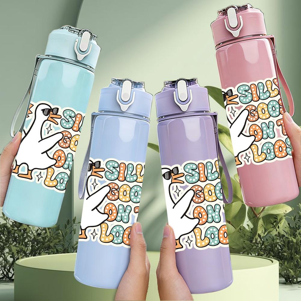 1PC Sisters Soul Mate Hand Letter Print 750ml Color Plastic Sports Water Bottle Leakproof Flip Straw Lid Suitable for Sports Office Home Use