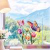 Colorful Tulip Butterfly Home Balcony Glass Door and Window Background Beautification and Decoration Window Stickers