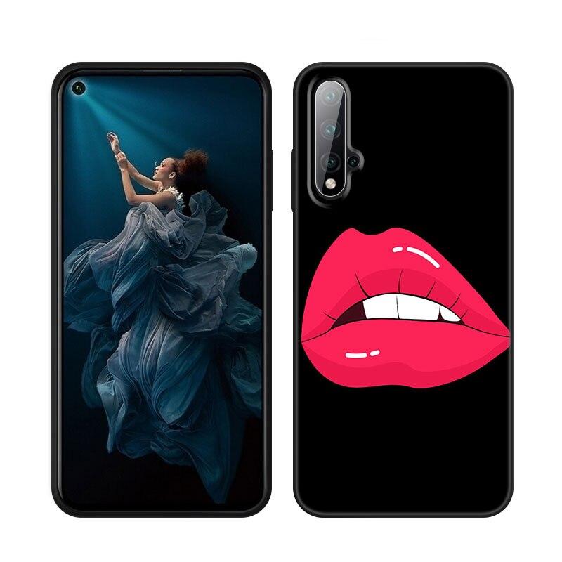 Husă pentru telefon Beauty Red Lips pentru Huawei Honor 60 50 Mate 40 30 20 10 Lite Nova 9 8 Pro 7 SE Y60 30S 8i 7i 5T Premium Black Cover