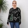 Plus Size Women S Thick Knit Dinosaur Print Pullover Sweater