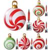 Boule Gonflable Géante de Noël Imprimée de 60 cm avec Lumières Décoration d'Arbre de Noël Jouet Balle Boule de Noël Gonflable Lumineuse Géante