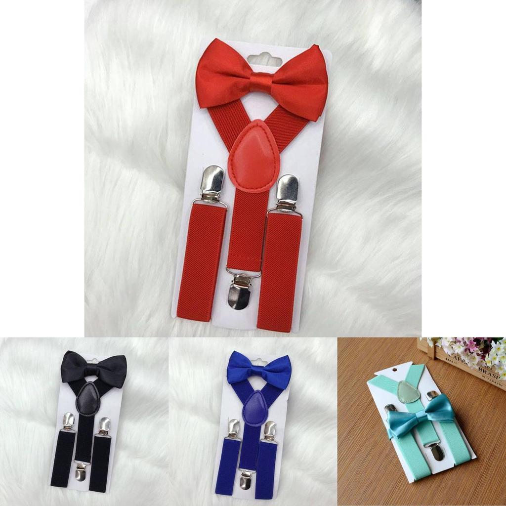 Stylowe Dziecięce Elastyczne Szelki i Mucha Zestaw dla Chłopców i Dziewczynek w Wielu Kolorach