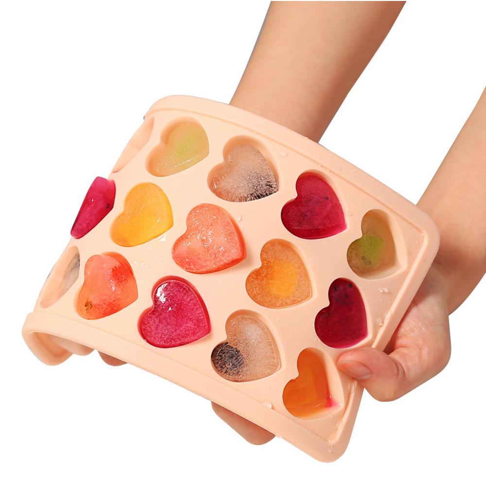 Heart-Shaped Ice Cube Trays With Lid 21-Holes Silicone Ice Ball Maker Mold
