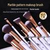 10-Piece Portable Marble Makeup Brush Set: 5 Large & 5 Small Brushes for Powder, Blush, and Eyeshadow