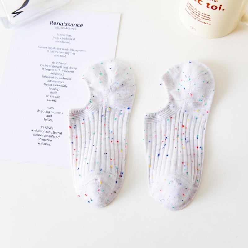 Female Summer Thin Color Point Yarn Invisible Shallow Mouth Does Not Fall with The Boat Socks