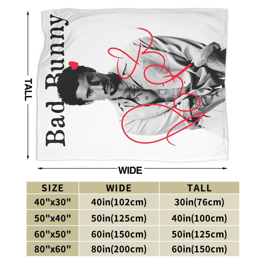 Zanger Bads Bunnys Deken Kwaliteit Warm Beddengoed Plaids Winter Picknick Buiten Grappig Sprei