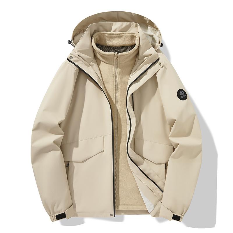 Autumn and Winter Three-in-one Outdoor Jacket, Silver Fox Velvet Waterproof, Windproof and Stain-proof Jacket, Couple Style Outdoor