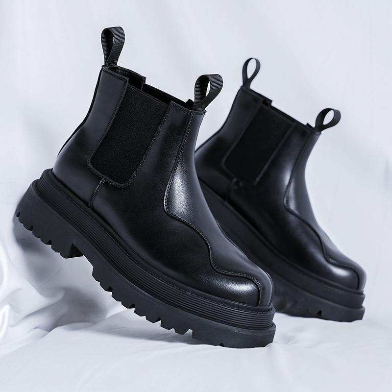 Vysoce kvalitní módní pánské platformové vojenské boty Stylová pánská obuv Vysoké podpatky Pánské ležérní boty Pravá kůže Pánská obuv