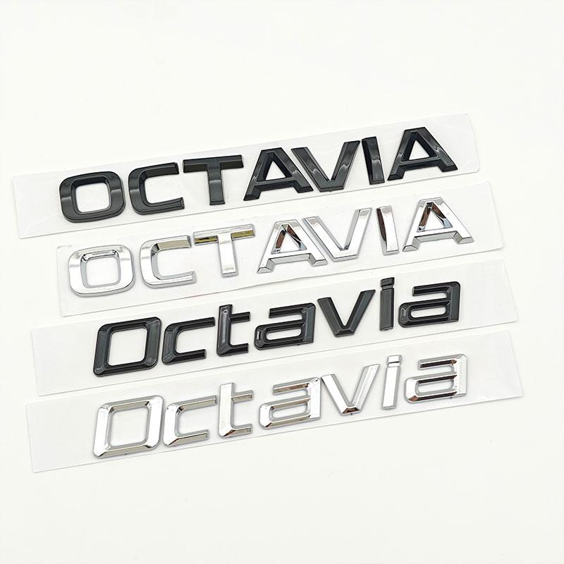3D ABS Kendinden Yapışkanlı Krom Siyah Harfler Logo Octavia Amblemi Araba Arka Bagaj Sticker Rozet Oto Aksesuarları