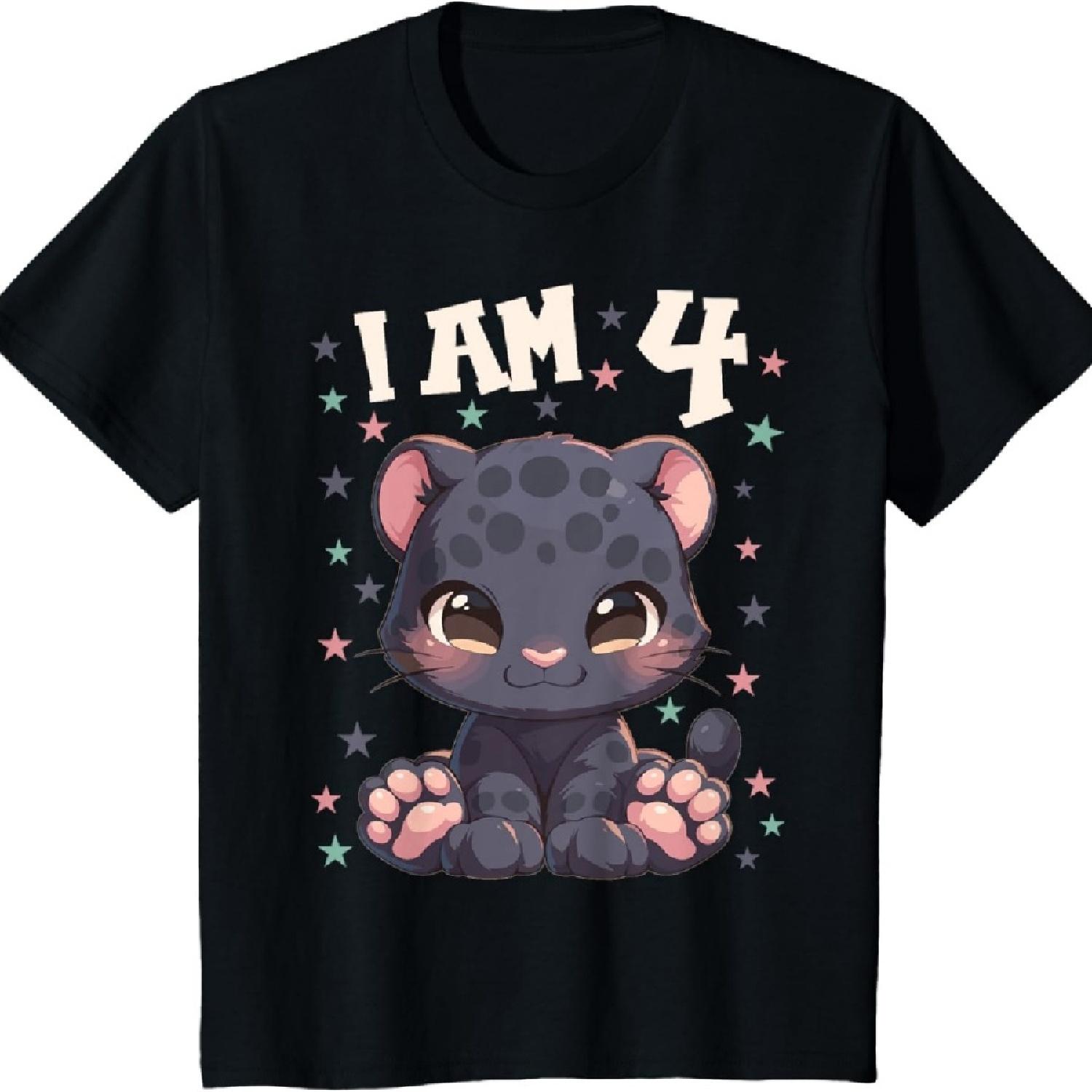 

Kids 4 Years old 4 birthday Panthers Boy Girl Panther T-Shirt XXXXXL чорний