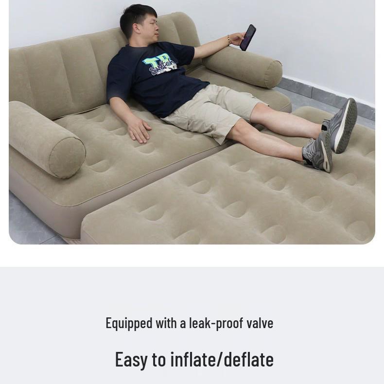 Five-in-One Outdoor Double Inflatable Sofa Bed - Portable, Durable, and Perfect for Camping or Lounging.