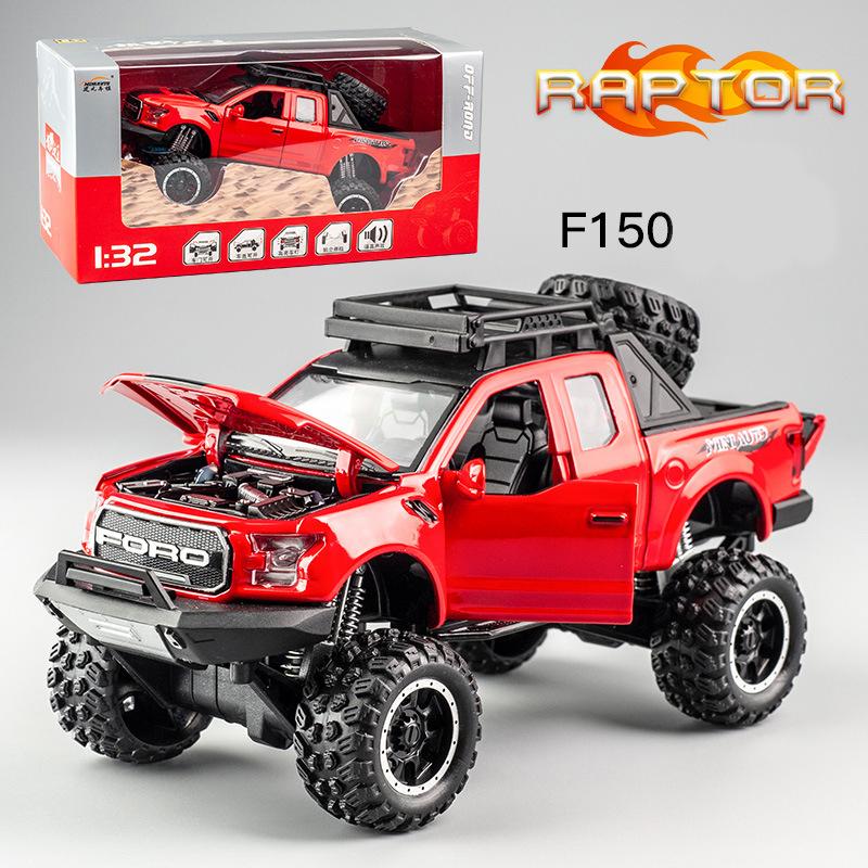 Model auta Ford Raptor F150 v měřítku 1/32, stahovací autíčko se zvukem a světlem pro děti Batole Kluci Dívčí Dárková kolekce