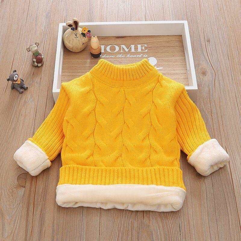 

Светр для хлопчиків Вовняний В язаний Бавовняний Вітрозахисний Жовтий Теплий Товстий Осінньо-зимовий Пуловер 100cm