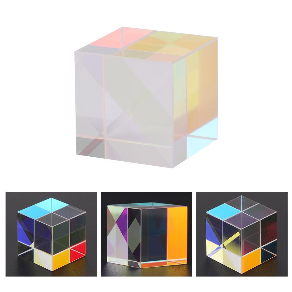 SiX Sided Bright Light Combine Cube Prism Stained Glass Beam Splitting Prism(1.5*1.5*1.5cm)