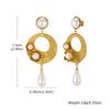New Geometric Gold Color Layered Circle Dangle Earrings, Waterproof Stainless Steel Crystal Drop Earrings Women Trendy Jewelry
