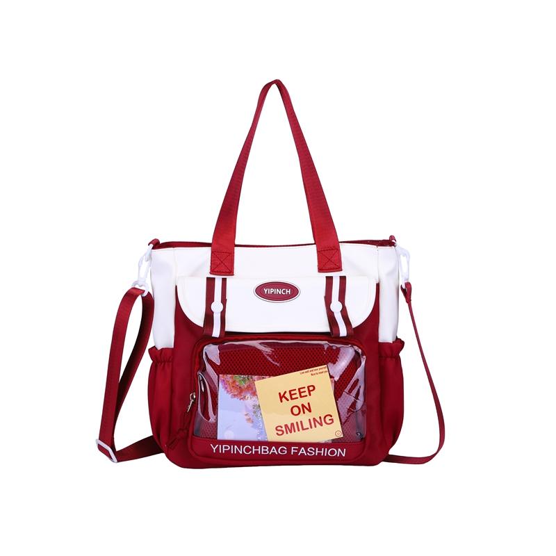 Women's Large Capacity Handbag Color Block Student Shoulder Bag