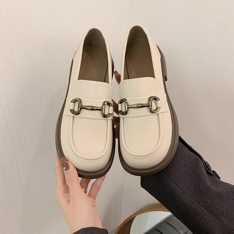 

Висококласні маленькі шкіряні туфлі жіночі на платформі, повсякденні туфлі-сліпони на одній педалі, 2024 весна, нова лінива мода, лофери жіночі 40