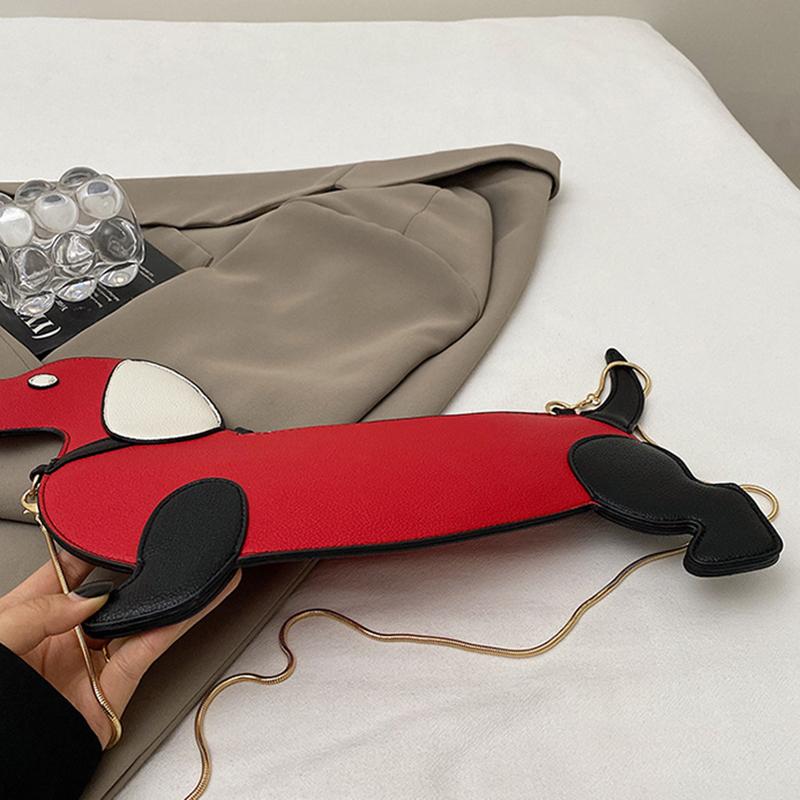 Yogodlns Cartoon Dog Design Shoulder Bag for Women's PU Leather Crossbody Bags with Chain Personalized Zipper Evening Party Purse Satchel