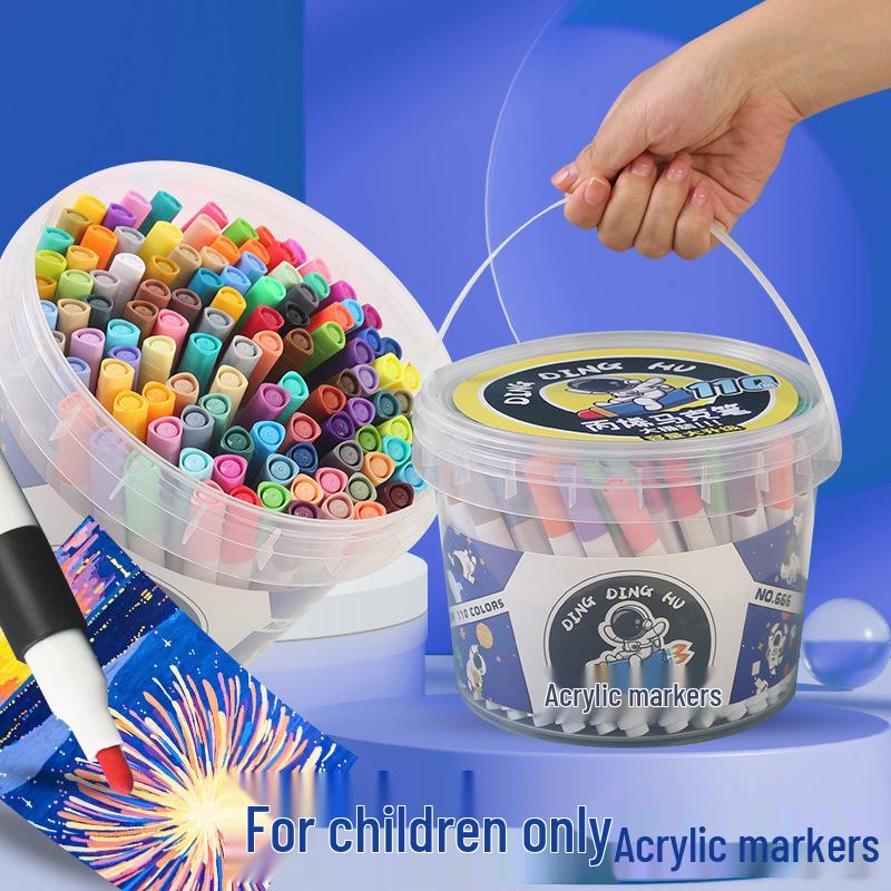 Dingdinghu 110-Color Stackable Acrylic Marker Pen Set for Kids' Drawing On Opaque Paper