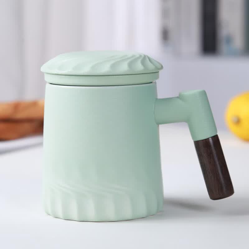 

Ceramic Filter Mug with Wooden Handle and Lid