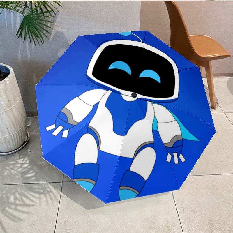 Ombrello Astro Bot Avventura Spaziale - Apertura/Chiusura Automatica, Ombrello Leggero Compatto a 8 Stecche Essenziale per Esterni Accessorio Picnic Ventaglio Regali