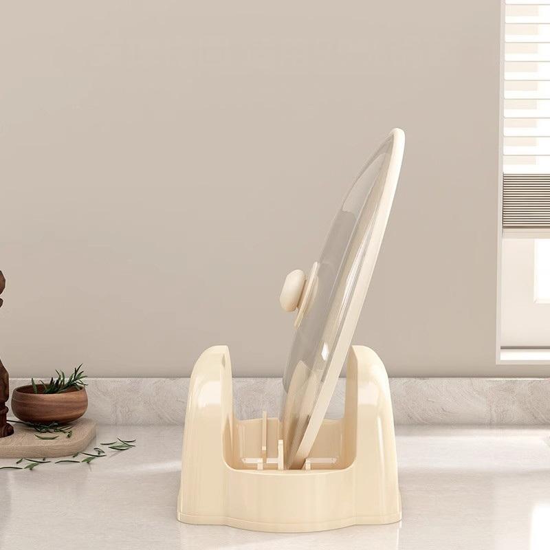 Easy To Use Multifunctional Pot Holder Drain Tray Organizer Kitchen Gadgets Kitchen Pot Cover Rack Storage Rack Kitchen Supplies